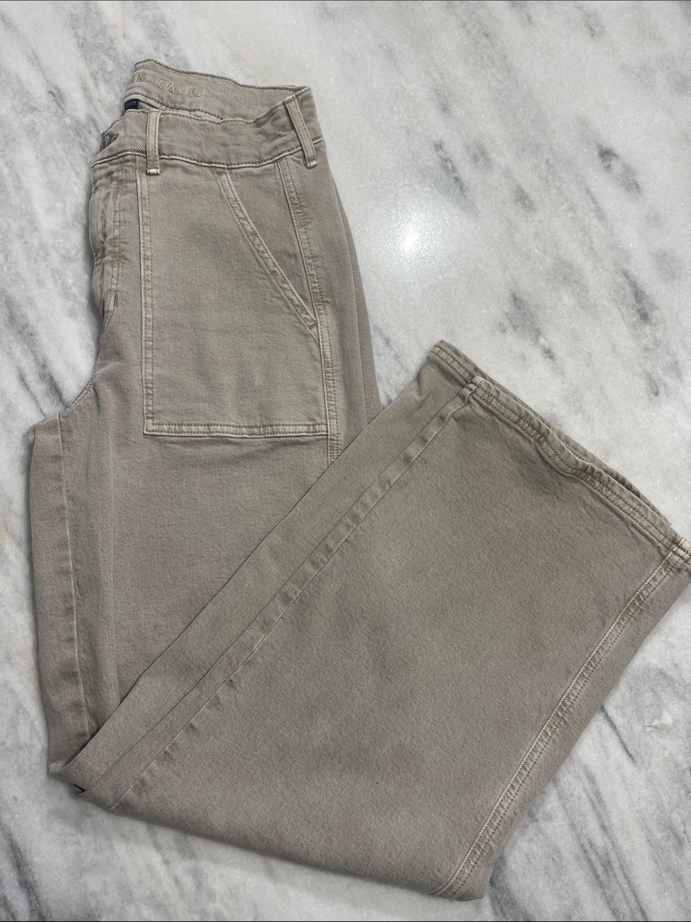 American Eagle Outfitters Beige Wide-Leg Jeans